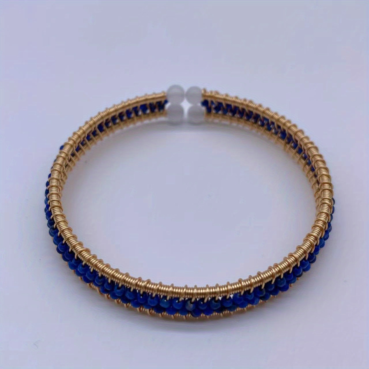 Handwoven Lapis Lazuli Cuff Bangle Bracelet